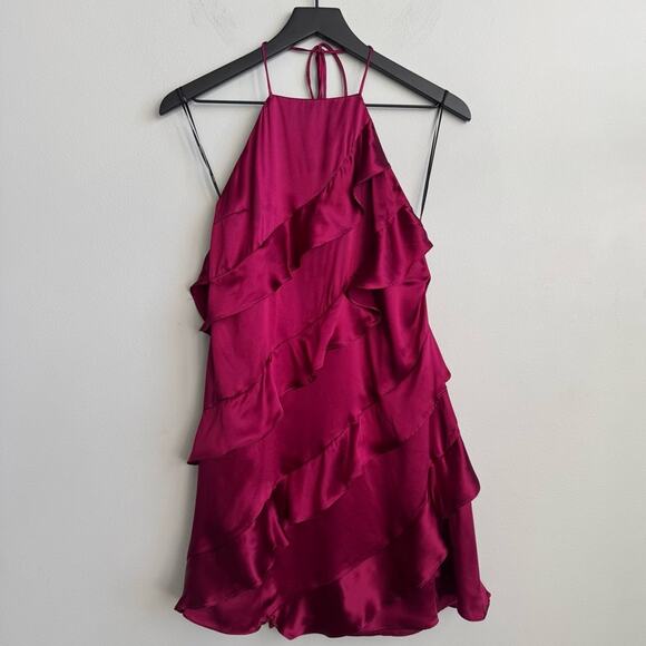 Elliatt Prestigious Silk Mini Dress in Berry S - Picture 4 of 14